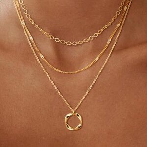 Gold Plated Layered Necklace Set of 3